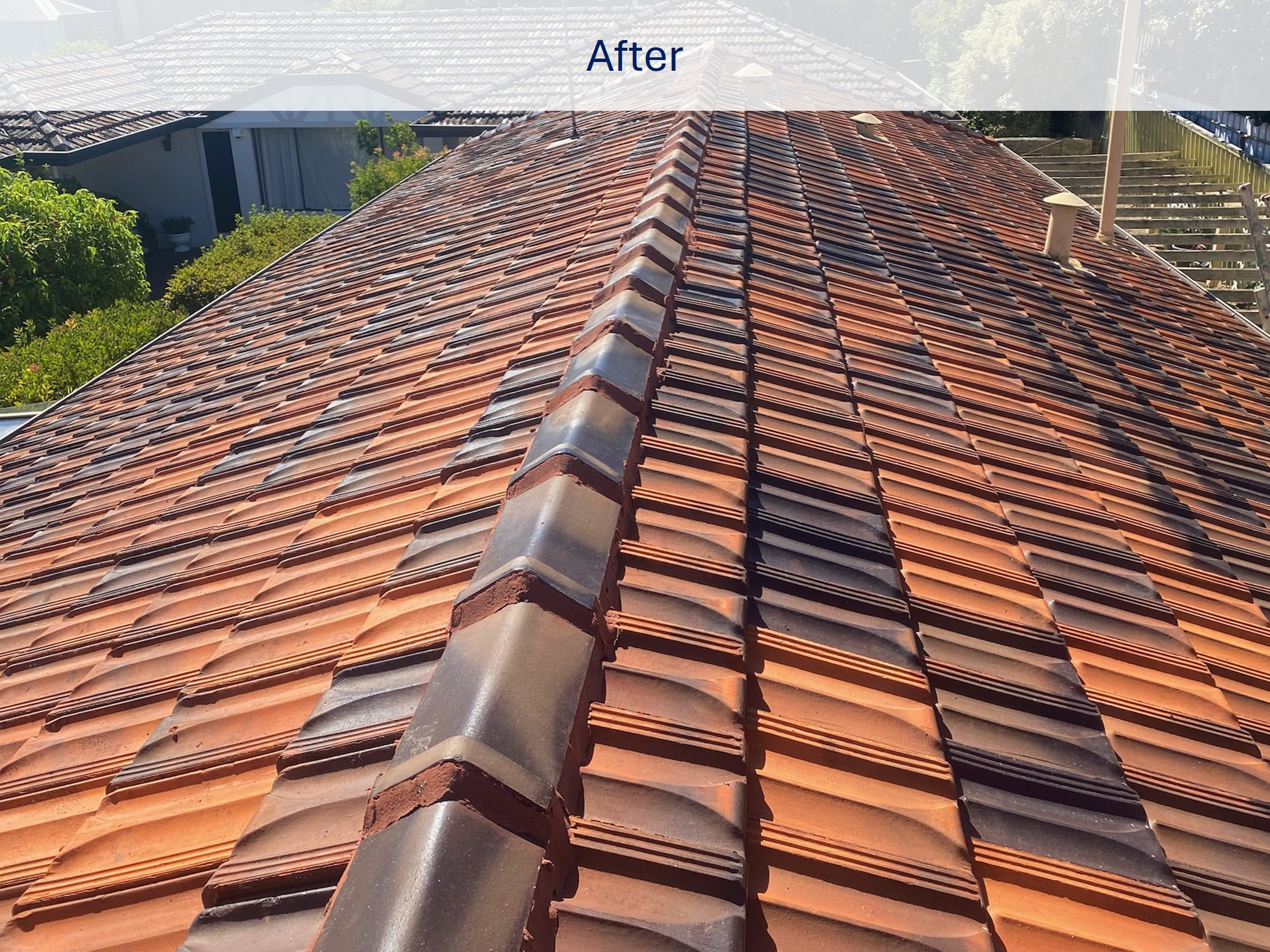 Roof after pressure cleaning